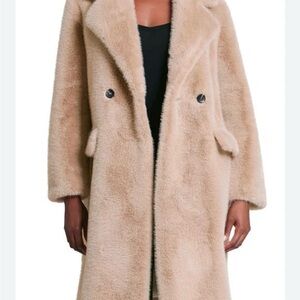 Avec Les Filles double breasted faux mink coat size XL NWT